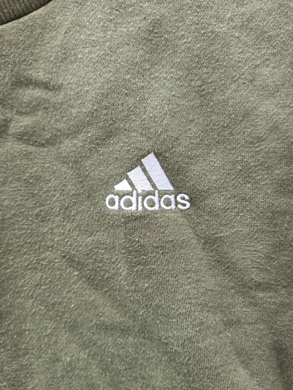 adidas Olive Crewneck Sweatshirt with White Stripes - Picture 2 of 3